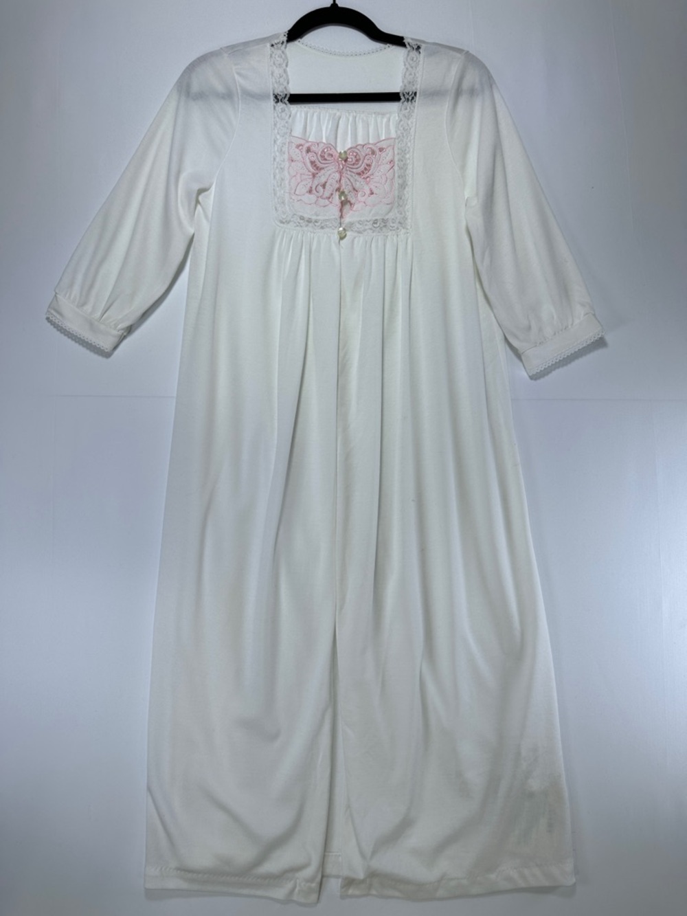 Vintage Avon Fashions Nightgown Lounge Dress Embroidered White Cottagecore S